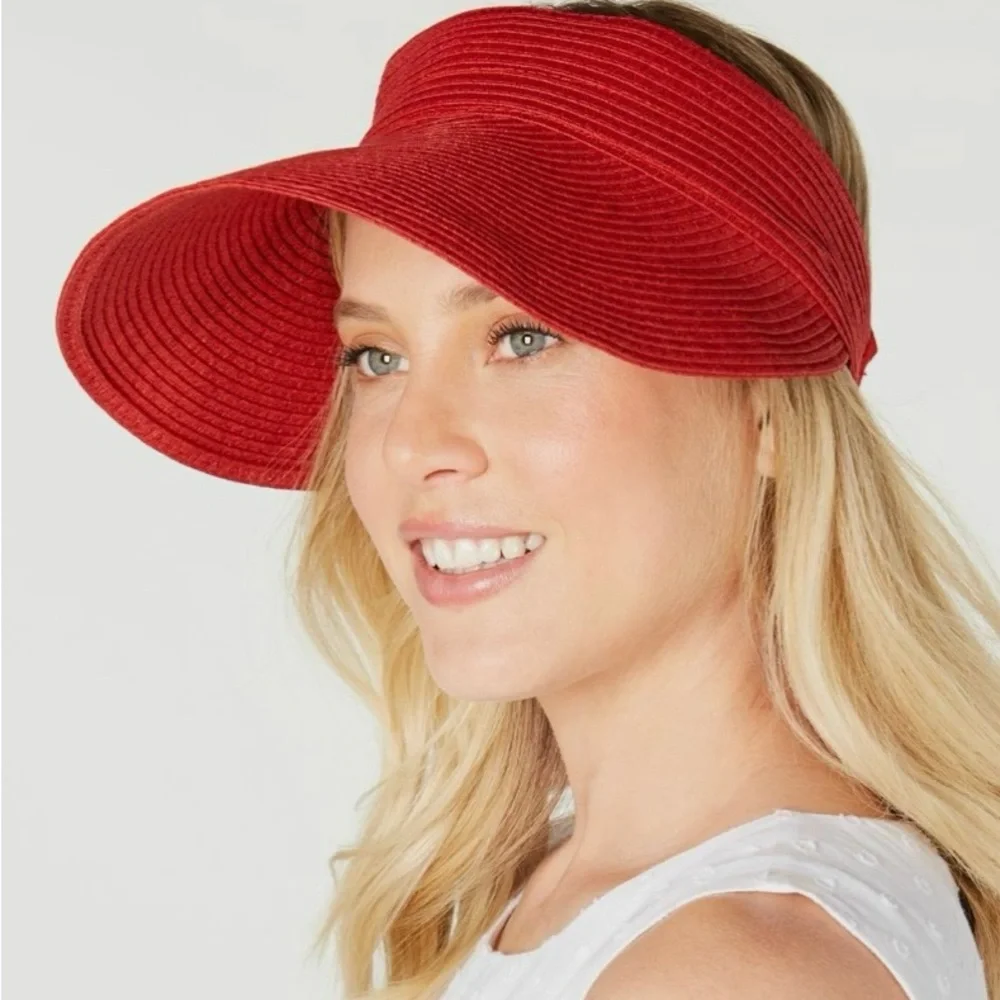 I.N.C. International Concept Solid Straw Red Visor